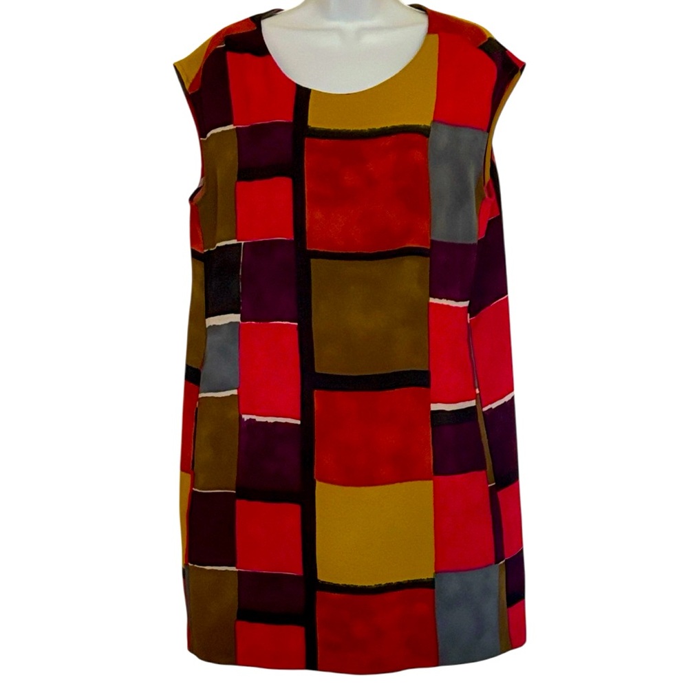 Ann Taylor Loft color block shift style dress, bold colors, pockets , size 10P